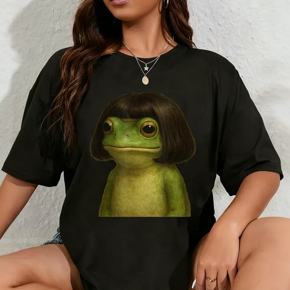 100% Cotton Funny Frog Bob Haircut Meme for Men Women Kids T-Shirt