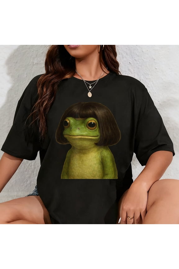 100% Cotton Funny Frog Bob Haircut Meme for Men Women Kids T-Shirt