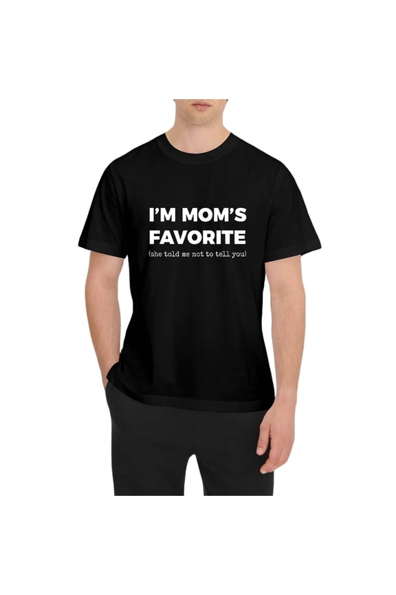 100% Cotton Funny Moms Favorite Son Daughter I'm Mom's Favorite T-Shirt Crew Neck T-Shirt Soft Tee
