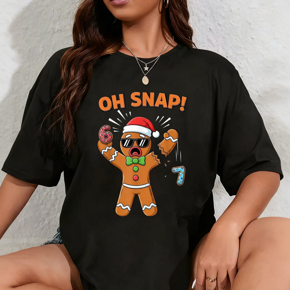 100% Cotton Funny Oh Snap 67 Six Seven Meme Gingerbread Man T-Shirt ...