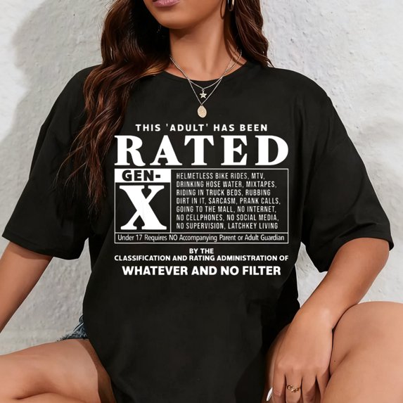 100% Cotton Funny Rated Gen X Generation X 80s Kid Humor T-Shirt