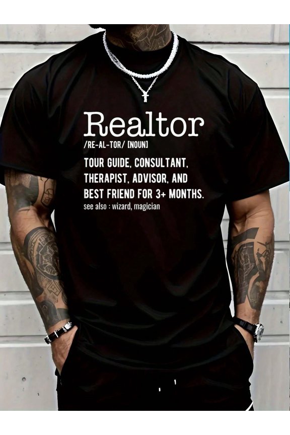 100% Cotton Funny Real Estate Agent Tees Realtor Definition - Realtor T-Shirt Casual Short Sleeve Shirt Women's Men Graphic Tee