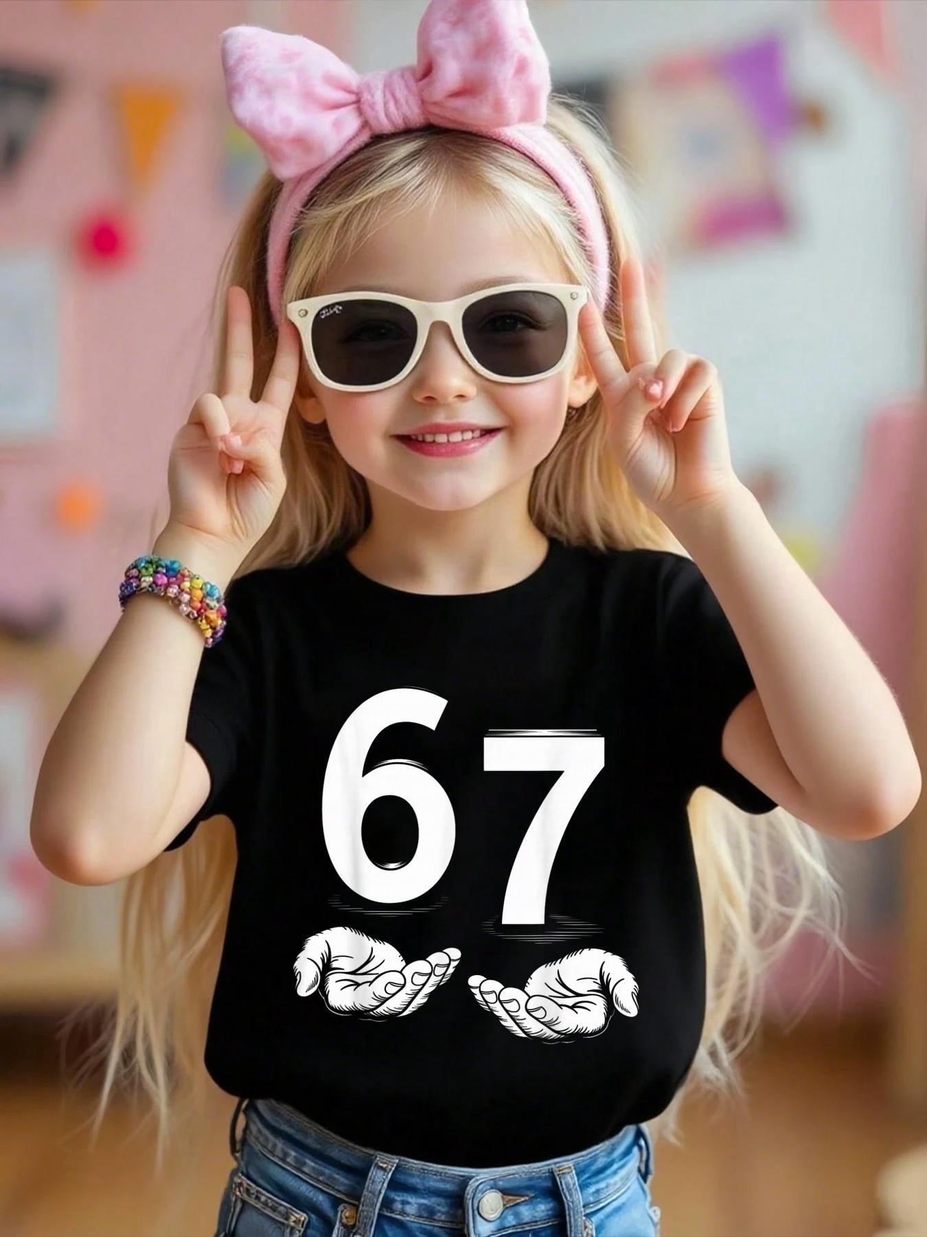 100% Cotton Funny Six Seven 6 7 Meme Gen Alpha Slang 6 7 Hands Kid T ...