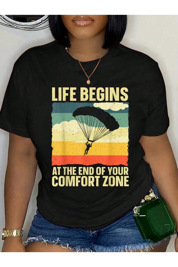 100% Cotton Funny Skydiving Art For Men Women Skydiver Sky Diving Lover T-Shirt Women's Graphic Tee Casual Tops