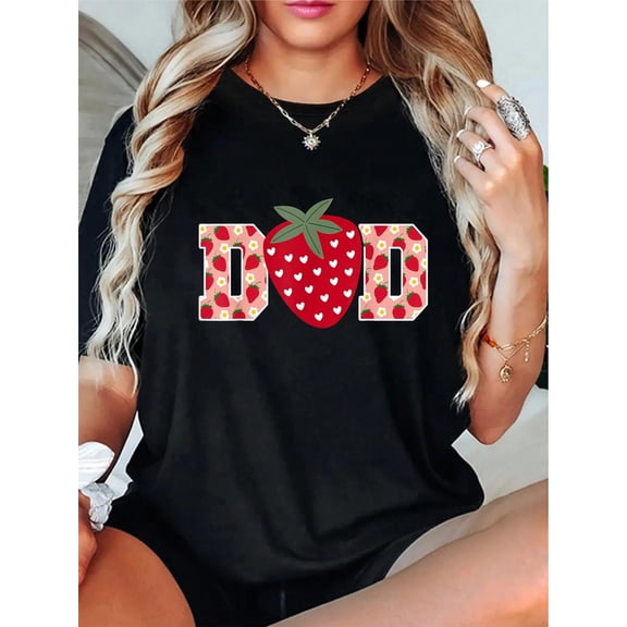100% Cotton Funny Strawberry Dad Fruit 1st Birthday Family Matching T-Shirt
