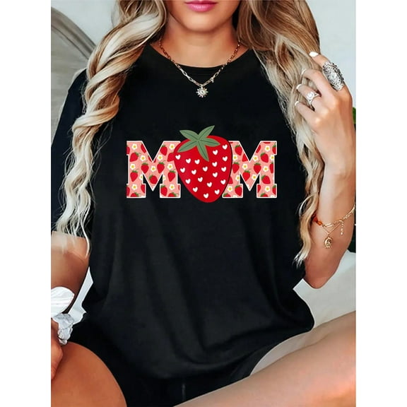 100% Cotton Funny Strawberry Mom Fruit 1St Birthday Family Matching T-Shirt