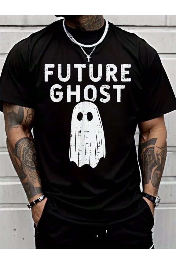 100% Cotton Future Ghost Funny Happy Halloween Costume Men T-Shirt Street Hip-Hop Style Men's T-Shirt
