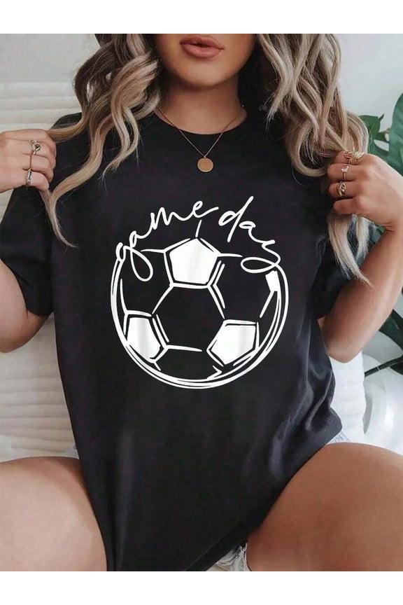 100% Cotton Game Day Sports Parent Soccer Mom T-Shirt Summer Tees Women