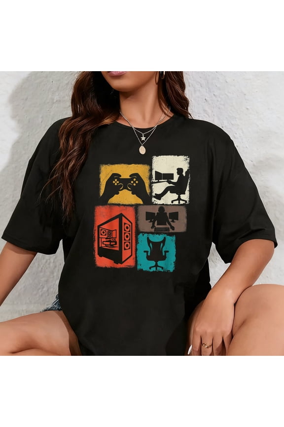 100% Cotton Gamer Vintage Collage Gaming Men Video Game Lover Streamer T-Shirt