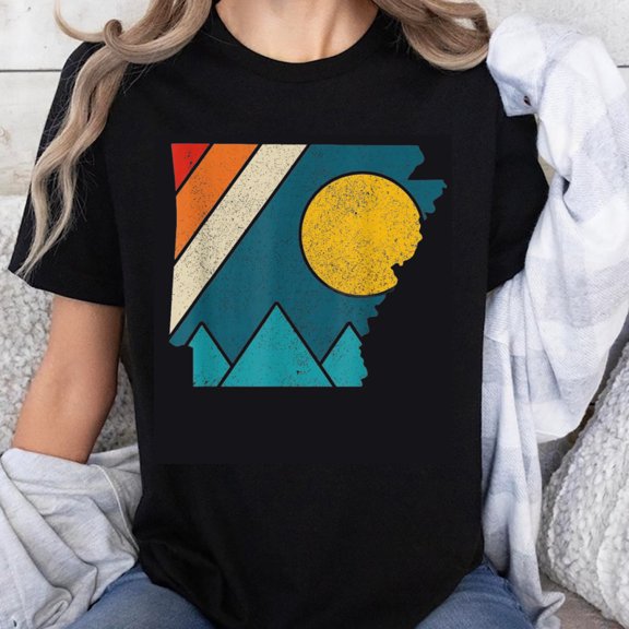 100% Cotton Geometric Sun Mountains Design Pattern