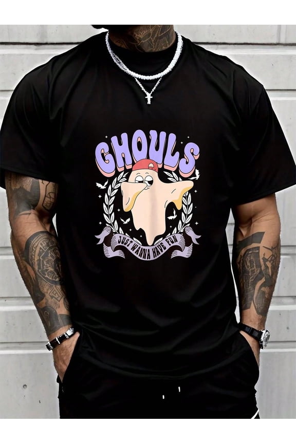 100% Cotton Ghouls Just Wanna Have Fun Funny Halloween T-Shirt Street Hip-Hop Style Men's T-Shirt