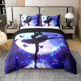 thumbnail image 1 of 100% Cotton Ballet Bedding Set King Size,Ballet Dancer Duvet Cover,Ballerina Comforter Cover,Dreamy Purple Blue Starry Sky Moon Butterfly Quilt Cover,Reversible（No Comforter）, 1 of 6