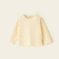 thumbnail image 1 of 100% Cotton Girls Long Sleeve Crewneck Tee, Solid Beige Relaxed Fit Kids Shirt for Girls, Durable for Daily Play & School (Ages 1-8),Size 2-3T, 1 of 5