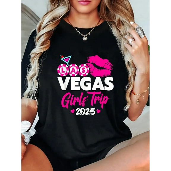 100% Cotton Girls Trip Vegas - Las Vegas 2025 - Vegas Girls Trip 2025 T-Shirt