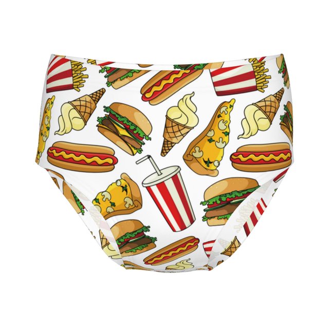 100 Cotton Girls Underwear, Cute Food Ice Cream Hamburger Soft Toddler Teen Undies, Breathable