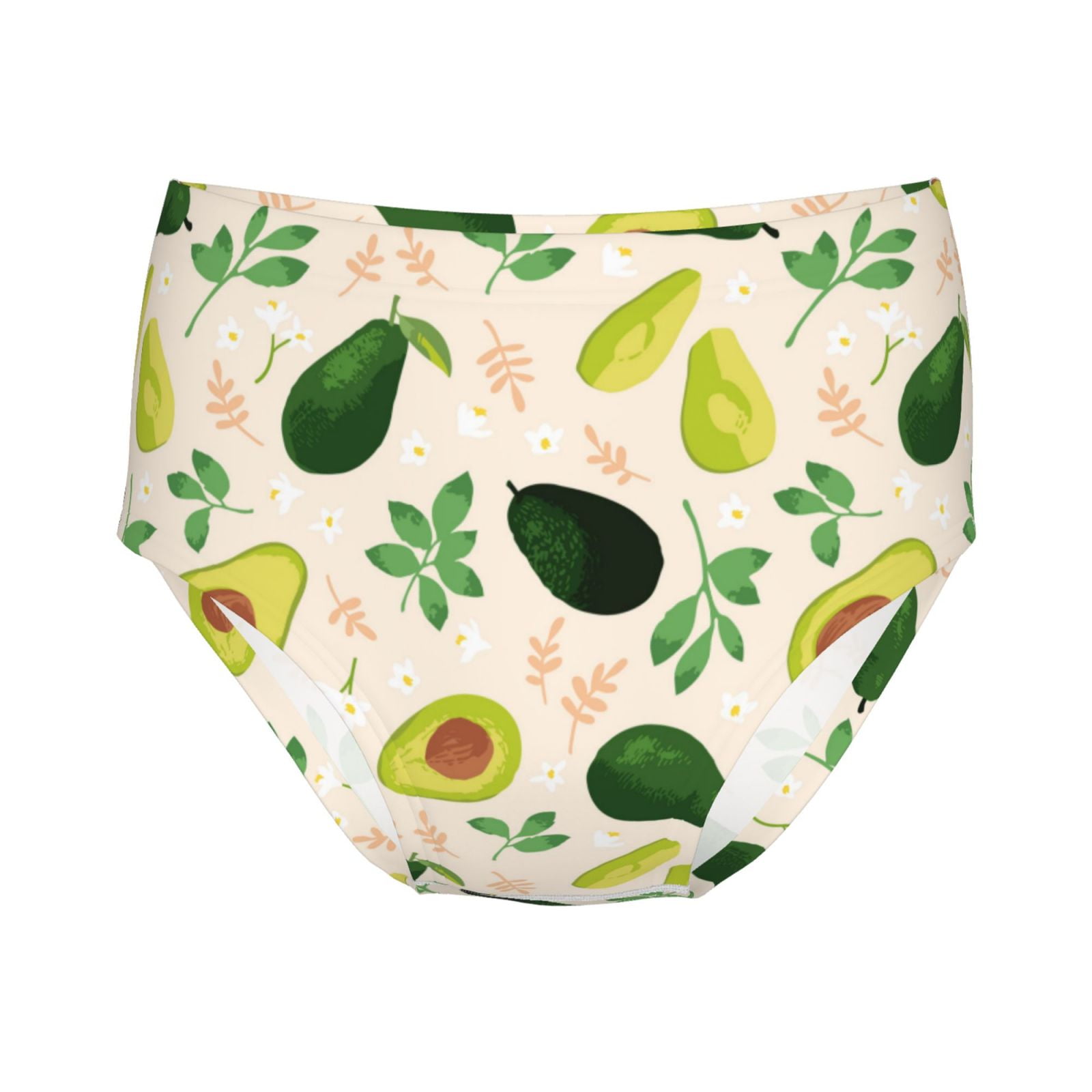 100 Cotton Girls Underwear, Funny Avocado Leaves Soft Toddler Teen
