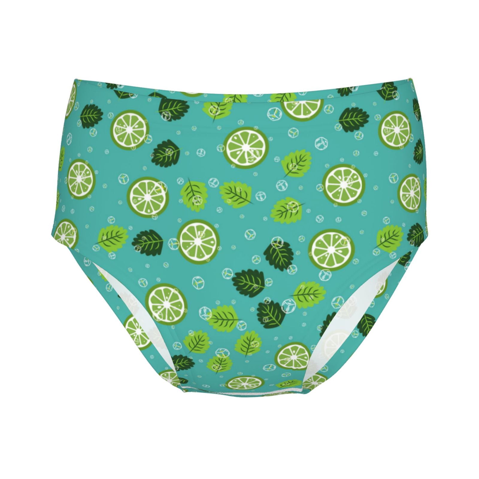 100 Cotton Girls Underwear, green Lemon leaves bubble Soft Toddler