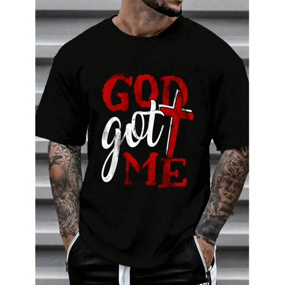 100% Cotton God Christian Faithcross Got Me Religion Quote Inspriration T-Shirt Women's Men's Graphic Tee Causal Tops Fashion Tshirt Short