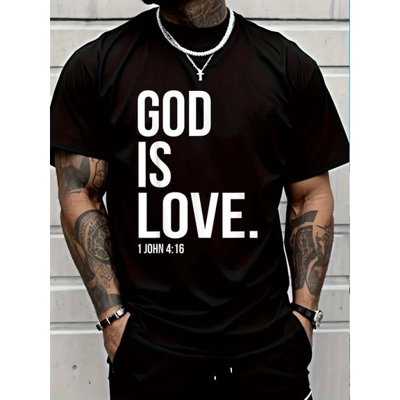 100% Cotton God Is Love Bible Scripture Verse Christian T-Shirt Graphic T-shirts for men and women