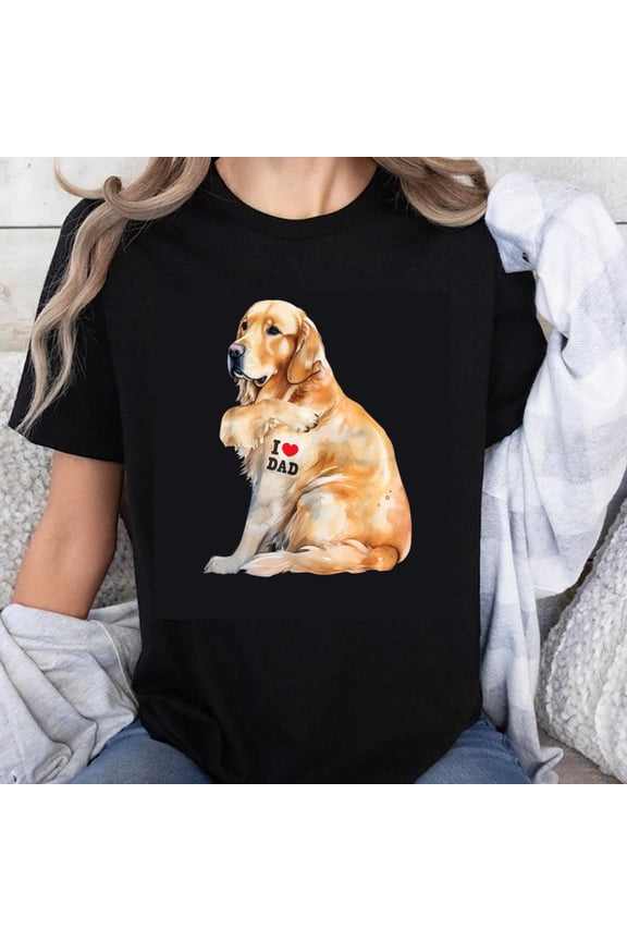 100% Cotton Golden Retriever I Love Dad T-Shirt