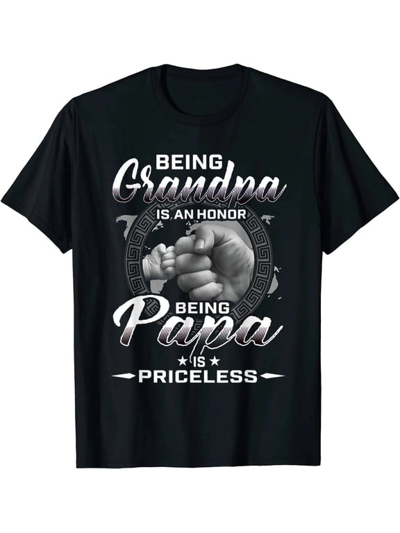 100% Cotton Being Grandpa Is An Honor Being Papa Is Priceless Father T-Shirt, Grandpa Gift Graphic Tee, Papa Appreciation Shirt, Father’s Day Gift Shirt, Adult Unisex Casual Short Sleeve T-Shirt