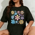 thumbnail image 1 of 100% Cotton Graphic T Shirts for Women, Colored Floral Cotton Girls Tees Short Sleeve Crewneck Summer Gym Casual Tops, 1 of 5