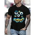 thumbnail image 1 of 100 Cotton Graphic Tees Cute Halloween Eyeballs Design Face Eyes T-Shirt Crew Neck Short Sleeve T-Shirt, Casual Print Graphic Cotton Tees Men Tops, 1 of 7
