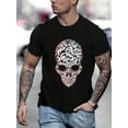 thumbnail image 1 of 100 Cotton Graphic Tees Ghost Note Skull T-Shirt Crew Neck Short Sleeve T-Shirt, Casual Print Graphic Cotton Tees Men Tops, 1 of 7