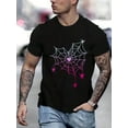 thumbnail image 1 of 100 Cotton Graphic Tees Spider Web Halloween Costume Pastel Goth Heart Cute T-Shirt T-Shirt Crew Neck Short Sleeve T-Shirt, Casual Print Graphic Cotton Tees Men Tops, 1 of 7