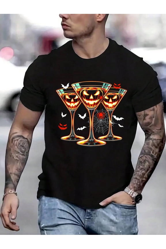 100 Cotton Graphic Tees Three Eyed Face Eyeballs Funny Halloween Costume T-Shirt Crew Neck Short Sleeve T-Shirt, Casual Print Graphic Cotton Tees Men Tops