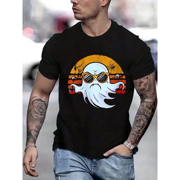 100 Cotton Graphic Tees Women Mens Retro Ghost Novelty Fun For Men Women Men O-Neck T-Shirt Crew Neck Short Sleeve T-Shirt, Casual Print Graphic Cotton Tees Men Tops