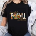 thumbnail image 1 of 100% Cotton Grateful Thankful and Blessed Turkey Thanksgiving Shirt Women Fall Harvest Festival Cute Autumn T-Shirt, 1 of 5