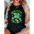 thumbnail image 1 of 100% Cotton Groovy Shamrock One Lucky Teacher St Patricks Day Men Women T-Shirt Print Round Neck Cotton T-Shirt, Summer Women's Tops, gift, 1 of 2