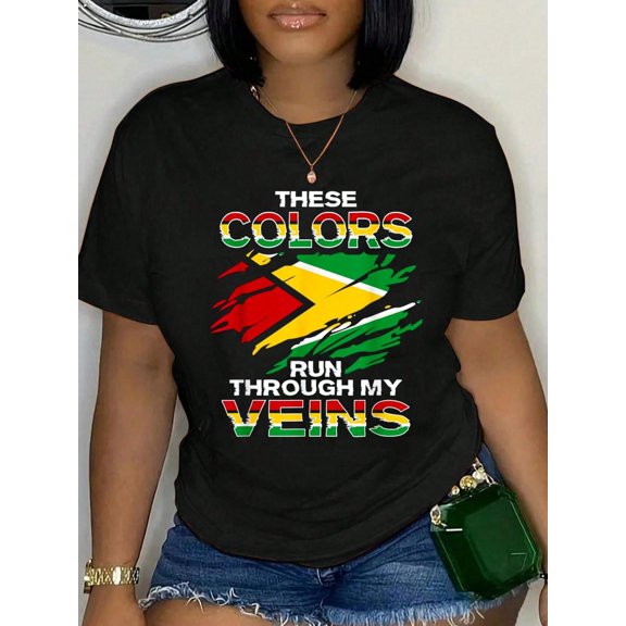 100% Cotton Guyana Flag Design For Proud Guyanese T-Shirt Unisex Classic Comfort Tee Tops Oversized Crew Neck T Shirts