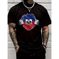 thumbnail image 1 of 100% Cotton Haitian Pride On Your Chest Haitians Roots Flag T-Shirt Short Sleeve T-Shirt Women's Men's Graphic Tee Causal Tops Women's Men Graphic Tee, 1 of 2