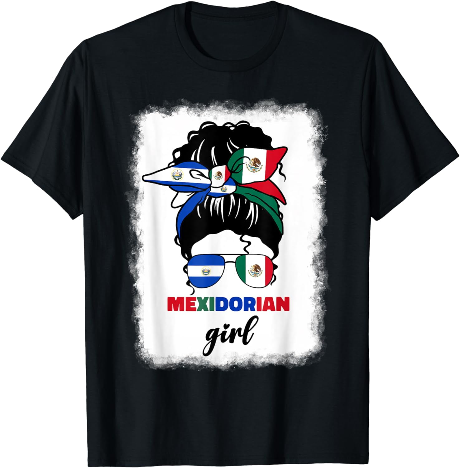 100 Cotton Half Mexican And Salvadorian Mexico El Salvador Flag Girl T