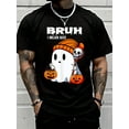 thumbnail image 1 of 100% Cotton Halloween Bruh I Mean, Ghost Skull Pumpkin T-Shirt Street Hip-Hop Style Men's T-Shirt, 1 of 7