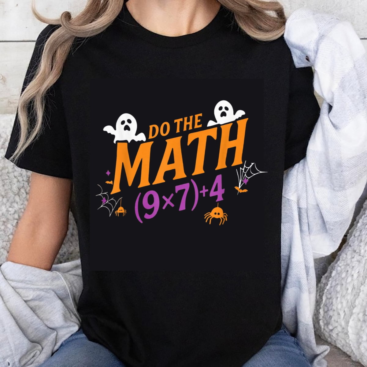 100% Cotton Halloween Math Shirt Do The Math Ghost Spider Costume T ...