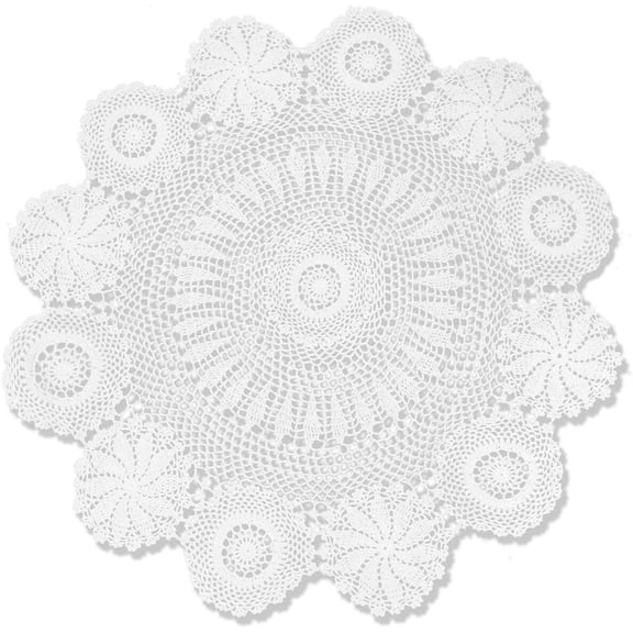 100% Cotton Handmade Crochet Round Tablecloth Doilies Lace Table Covers,White, 27 Inch