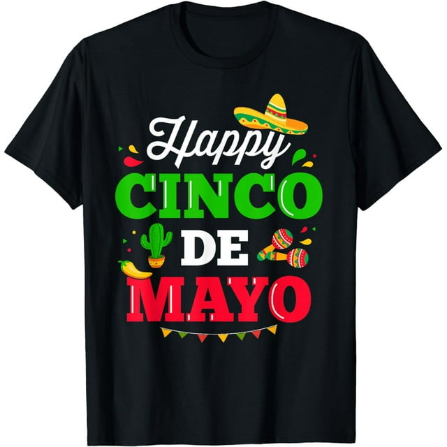 100% Cotton Happy Cinco de Mayo for mexican fiesta costume T-Shirt ...