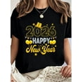 thumbnail image 1 of 100% Cotton Happy New Year 2026 New Year's Eve Party T-Shirt Summer Tees Women, 1 of 7