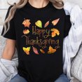 thumbnail image 1 of 100% Cotton Happy Thanksgiving Autumn Leaves Graphic T-Shirt Women Fall Seasonal Holiday Shirt Casual Top for Turkey Day Celebration, 1 of 5