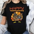 thumbnail image 1 of 100% Cotton Happy Thanksgiving Turkey Gaming Shirt Funny Gamer Turkey T-Shirt for Men Women Kids Holiday Gift Turkey Day Apparel, 1 of 5