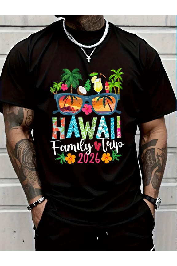 100% Cotton Hawaii Family Trip 2026 Hawaii Family Vacation Travel T-Shirt Graphic T-shirts for men and women