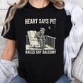 thumbnail image 1 of 100% Cotton Heart Says Pit Knees Say Balcony Skeleton Sitting On Porch Chair Moon Night Humor Graphic T-Shirt, 1 of 5