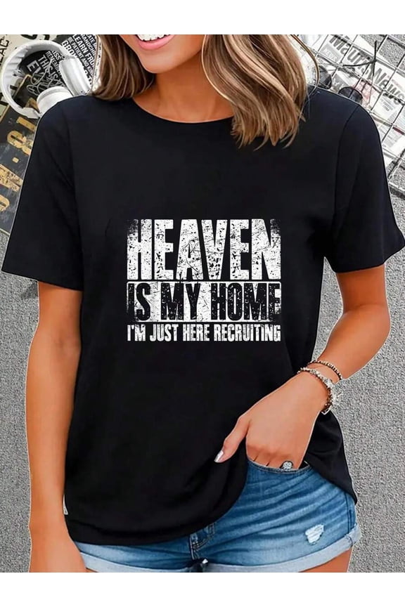 100% Cotton Heaven Is My Home Spiritual Christian Apparel T-Shirt