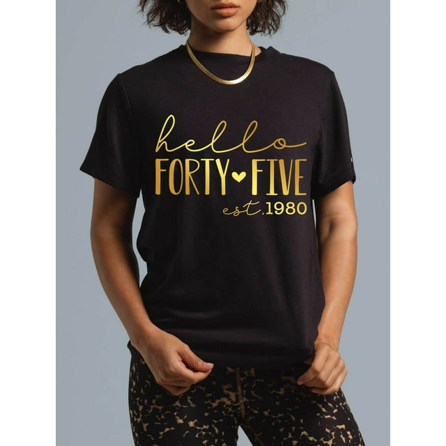 100 Cotton Hello 45th Birthday Hello 45 Years Old Est 1980 Born In 1980 TShirt