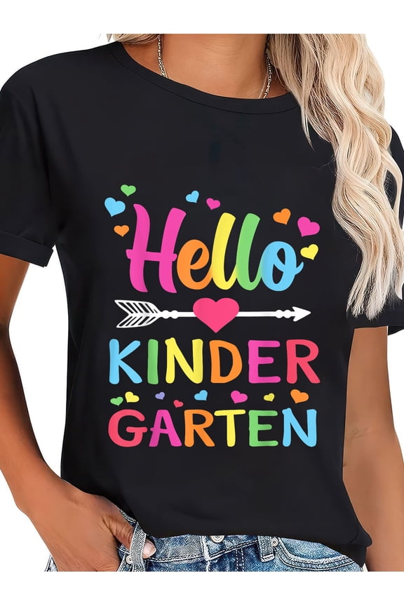 100% Cotton Hello Kindergarten Team Kinder Back to School Teacher T-Shirt