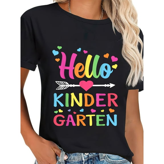 100% Cotton Hello Kindergarten Team Kinder Back to School Teacher T-Shirt