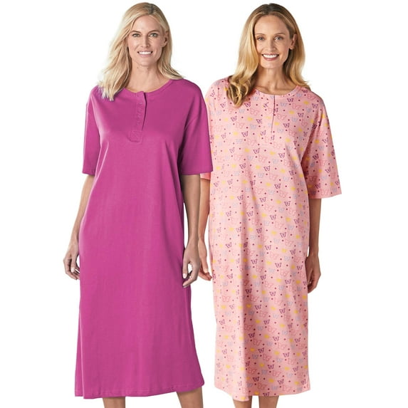 100% Cotton Henley Nightshirt by Cozee Corner